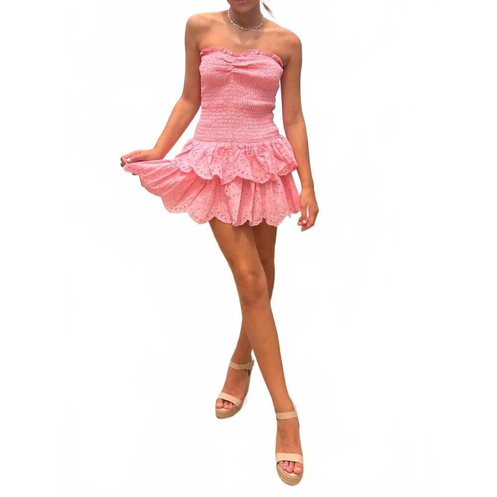 NEW BABY PINK summer lovin’ eyelet mini dress in pink